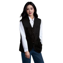 Designed polka dot women's suit vest, customized slim suit vest, Western restaurant waiter uniform, Regent Hotel Parker Restaurant Uniform HL056 Designed polka dot women's suit vest, customized slim suit vest, Western restaurant waiter uniform, Regent Hotel Parker Restaurant Uniform HL056